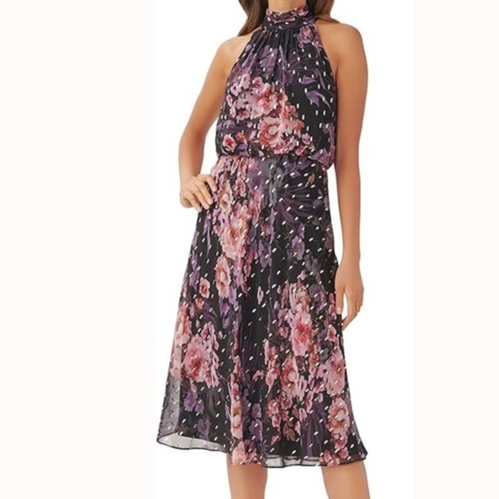 Adrianna Papell Women's‎ Floral Chiffon Halter Dress
